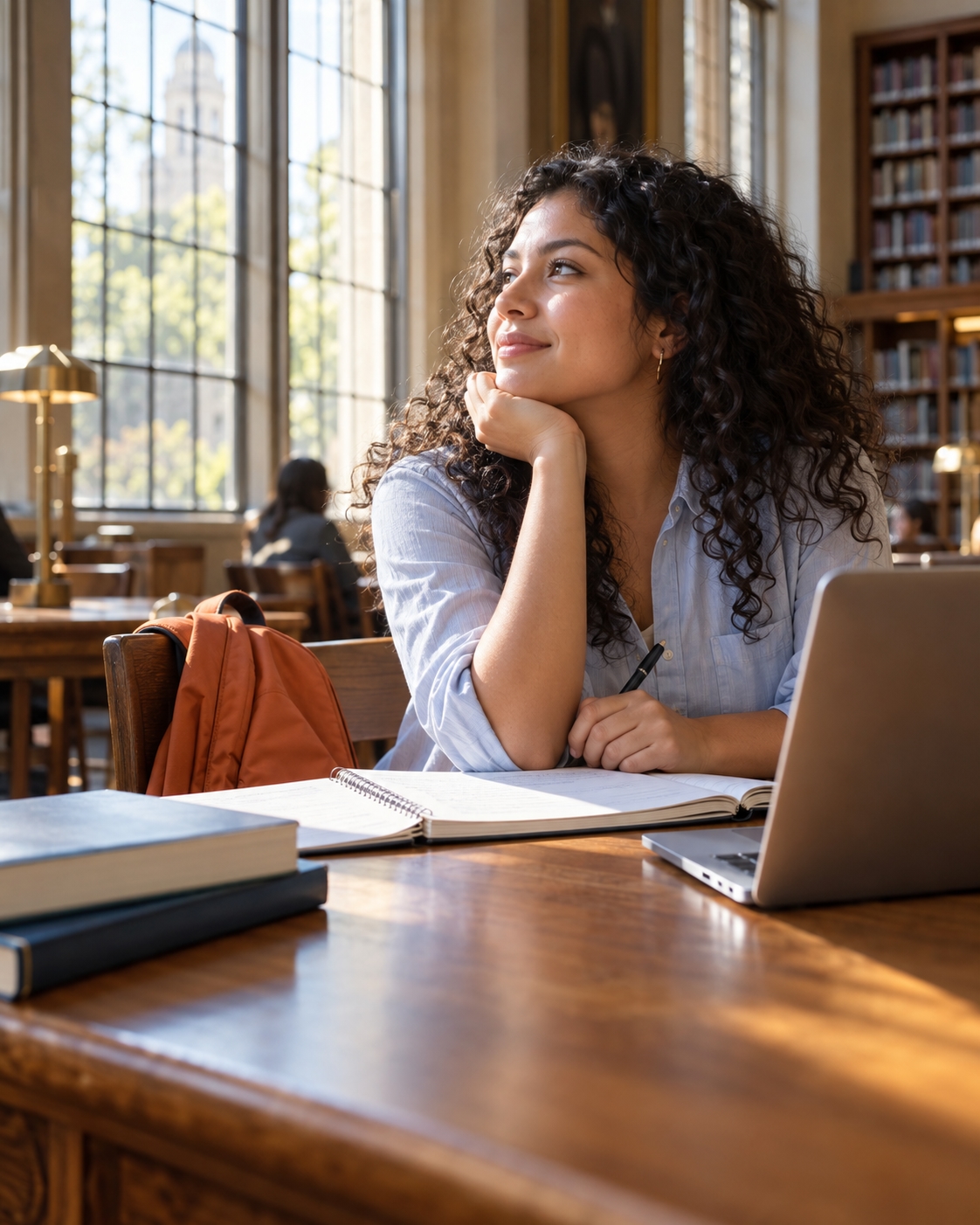 A college student thinking about her next chapter